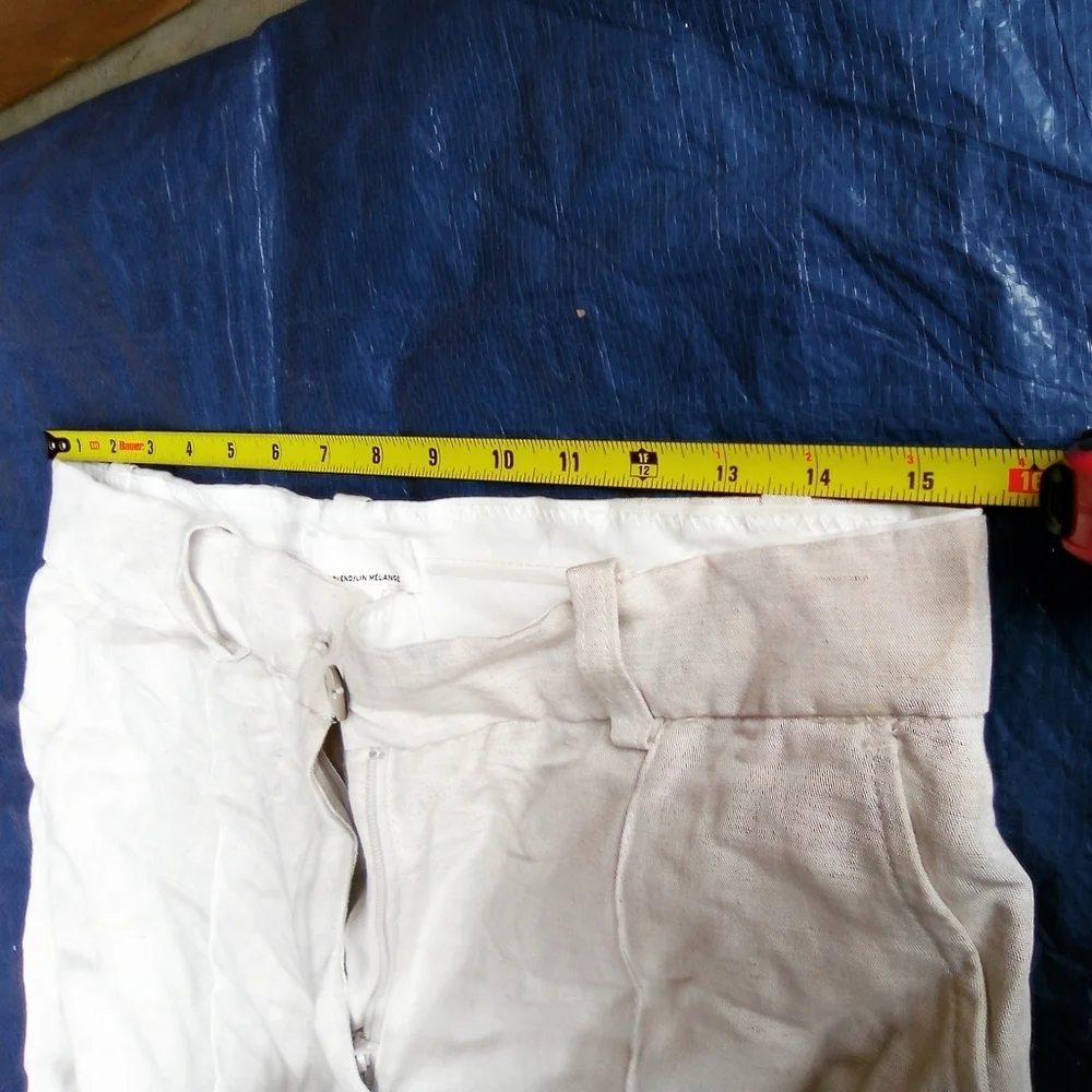 H&M Cream Linen Blend Pants